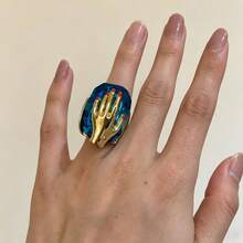 1 Pcs Exaggerated Devil'S Eye Wide Edition Ring Retro Personality Handmade Eye Fashion Stacked Ring - B Dragonfly - View 10