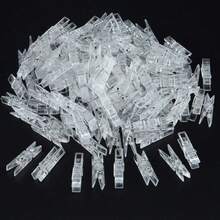 Approx. 50pcs Mini Transparent Plastic Photo Clips - Multi-Functional Clothespins, Suitable For Clipping Photos, Cards, Towels And Socks - Ideal For Clothesline Accessories And Home Decor - Clear - View 10