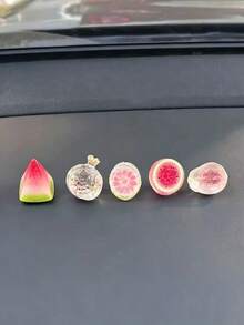 5PCS Ice Clear Fruit Car Ornament, Creative Mini Center Console Simulation Fruit, Car Decoration Ornament - A - View 7
