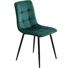 Dining Set (5 Pieces), Table And 4 Chairs, Modern Kitchen Set, 140*80cm Kitchen Table With Black Metal Legs, White MDF Top, Dark Green Velvet Dining Chairs - White - View 10