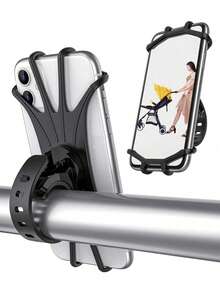 1pc 360° Rotating Silicone Baby Stroller Phone Holder, Fits 4 To 6.2 Inch Smartphones, Shockproof Hands-Free, Suitable For Travel, Soft And Secure Grip, Convenient For Parents - Multicolor - View 1