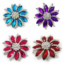2 Inch Silver Tone Rhinestone Crystal Diamante Sunflower Brooch For Lady - Multicolor - View 2