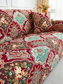 1pc Full Coverage Sofa Cover, Modern Style Polyester Fabric, Machine Washable, All Seasons - Red - View 7