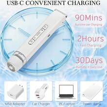 2 In 1 Women Electric Razor & Bikini Trimmer, IPX7 Waterproof Wet Dry Shaver With Ceramic Sharp Blade, USB Rechargeable 400mAh Dual Head Hair Trimmer For Face, Underarm, Leg And Pubic Hair, Portable Personal Groomer, Gift For Men Women,Multiple Color - 白色 - 查看 5