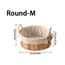 1pc/2pcs Paper Woven Storage Basket With Handle, Lace Decor Desktop Organizer Box, Rectangular Cosmetic, Key, Remote Control, Snack, Clothing And Toy Storage Basket, Home Multi-Functional Decorative Storage Rack, Halloween And Christmas Gift, Minimalist Style, Clean - Khaki - View 14