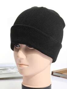 4 Pcs/Pack Solid Color Ski Hat Simple Knit Hat Unisex Suitable For Daily Casual Wear - Multicolor - View 3