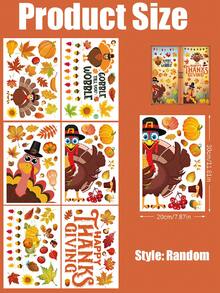 Thanksgiving Window Decals, Autumn Static Cling Window Stickers, Maple Leaf, Turkey And Pumpkin Glass Stickers, Thanksgiving And Autumn Home Decor, Suitable For Kitchen Windows, Party Supplies And Indoor/Outdoor Decoration - Multicolor - View 5