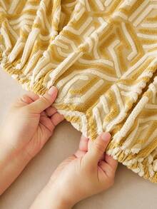 1pc 3D Sofa Cover, Chenille Material Multi-Functional Full Coverage Sofa Protector, Holiday Decor Elastic One-Piece Sofa Cover, Suitable For 1/2/3/4 Seater Sofa - Light Yellow - View 3