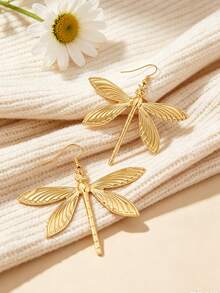 1 Pair Sweet Elegant Metal Dragonfly Earrings For Women, Holiday Birthday Date Party Vacation Shopping Daily Commute Accessory - Dragonfly - View 5