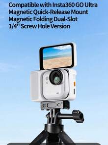 Dudukan Lipat Magnetik Lepas Cepat Paduan Aluminium dengan 2 Slot Kartu untuk Kamera Insta360 Go Ultra - View 2