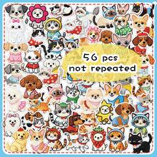 56pcs Embroidered Cartoon Cat & Dog Graffiti Creative Cute Girly Adorable Animal Decorative Stickers For Desk And Wall - 56 Embroidered Cartoon Cats and Dogs - View 11