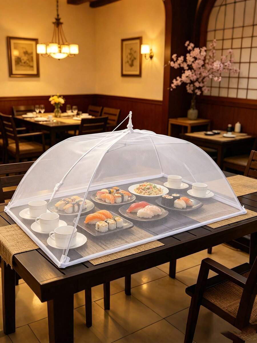 Tienda de malla plegable blanca grande para cubrir alimentos, red de protección de alimentos a prueba de insectos desplegable, lavable y con almacenamiento que ahorra espacio, cubierta multifuncional adecuada para comedor del hogar, picnic, barbacoa y suministros para fiestas - Multicolor - Ver 1