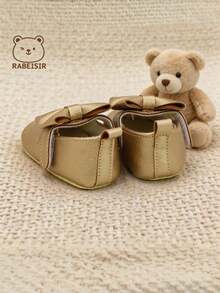 RABEISIR 春/夏嬰兒女童走路鞋，0-1.5歲嬰兒走路鞋，嬰兒首雙預走路鞋，時尚大蝴蝶結公主風 - 金色 - 查看 7
