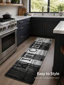 Farmhouse Rustic Kitchen Anti-Fatigue Mat, Black White Wood Grain Non-Slip Kitchen Floor Rug, Waterproof Stain Resistant Runner Mat For Kitchen Sink, Laundry Room And Home - A - View 8