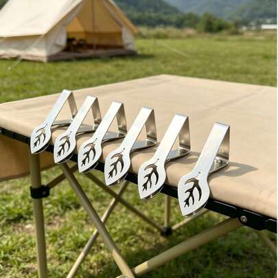 6Pcs Stainless Steel Tablecloth Clips,Heavy-Duty Tablecloth Clips,Picnic Table Clips,Stainless Steel Tablecloth Cover Clips, Stainless Steel Outdoor Tablecloth Clips,Suitable For Picnic Tables,Folding Tables,And Picnic Tables For Parties And Weddings