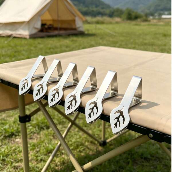 6Pcs Stainless Steel Tablecloth Clips,Heavy-Duty Tablecloth Clips,Picnic Table Clips,Stainless Steel Tablecloth Cover Clips, Stainless Steel Outdoor Tablecloth Clips,Suitable For Picnic Tables,Folding Tables,And Picnic Tables For Parties And Weddings