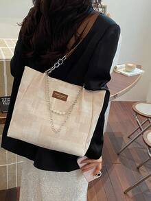 New Solid Color Luxury High-End Versatile Women's Shoulder Tote Bag - White - View 6