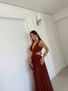 Party Dress For Bridesmaid And Graduation. - Óxido marrón - Ver 1