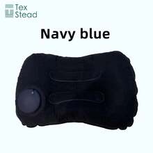 1pc Inflatable Pillow, Foldable And Portable, Press-To-Inflate, Soft Fleece Material, Suitable For Travel, Airplane, Car, Home, Office Nap, Camping And More. Lightweight And Foldable, Travel Essential. - Navy Blue - View 6