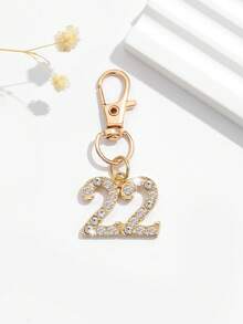 1pc Fashionable European And American Creative Versatile Cute Mini Lucky Number 1-25 Keychain Bag Charm, Suitable For Women's Car Key Bag Decoration And Gift - Gold - View 34