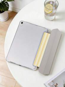 1件粉色與白色條紋圖案彩繪平板保護殼，相容 iPad Mini4/Mini5/Mini6/Mini7/Air/Air2/9.7/10.2/10.5/Air4/Air5/10.9/Pro 11"/10th Gen/Air 11-In.(M2)-2024/Pro11-In.(M4)-2024/Air 11-Inch (M3) 2025/(A16) 11 Inch 11th Generation 2025/Air 8(M4)2026(11-Inch)/Galaxy Tab A8 10.5 Inch 2022，不含筆，內建筆槽，三折支架，自動休眠/喚醒，翻蓋平板保護殼 - 彩色 - 查看 8