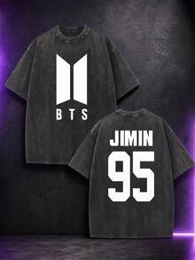 100% Cotton Men's And Women's Universal Style Vintage Washed T-Shirt  Retro World Tour 2026 Concert K-Pop Bangtan Fan Gift - 黑色 - 查看 1