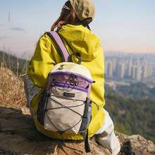 輕量戶外登山背包,時尚拼色多口袋拉鍊學生背包,大容量抽繩旅行背包,戶外露營背包,男士登山運動防水旅行袋,返校季假期海灘袋,海灘袋,露營必備,度假露營 - 彩色 - 查看 4