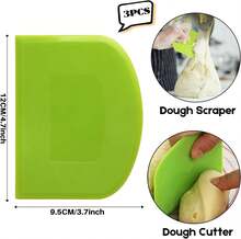 Dough Scraper, Dough Holder, Dough Cutter, Dough Scraper Holder - 3-Piece Set, 4.7 X 3.7 Inches, PE Plastic Material, Flexible Edges, Sharp Corners, Anti-Slip Design, Cake Scraper, Baking Tool, Shaping Accessory - View 2