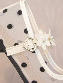 1 par de zapatos planos de malla con flores lindos para niños, tela de malla transpirable y cómoda, adecuados para niños de 3-12 años para uso en interiores/exteriores - Blanco - Ver 7