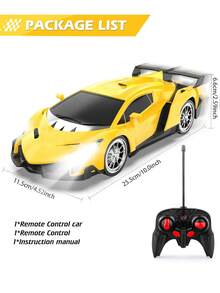 1pc 1:16 Scale Remote Control Car, Yellow RC Car With Lights And Controller, 360° Flexible Turning, 2.4GHz, Supports Multiple Cars Running Simultaneously Without Interference, Can Control Car Forward, Backward, Left, Right Movement, Cool LED Lights, Durable ABS Plastic Material - Multicolor - View 4