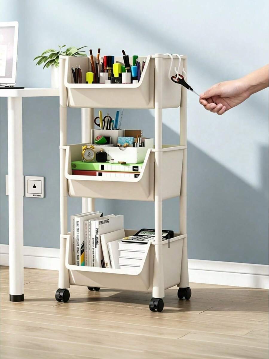 Floor-Standing Storage Rack With Universal Wheels - 3/4/5 Tier Movable Shelving Unit, Detachable Design, Space-Saving, Suitable For Kitchens, Bathrooms And Living Rooms, Utility Cart - View 1