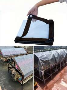 Single Piece Transparent Waterproof Tarp, Multiple Sizes And Specifications Available, Transparent Plastic Tarp, Dust-Proof, Rain-Proof, UV-Resistant, Suitable For Garden, Balcony, Porch, Flower Rack, Dog House, Camping, Greenhouse - Transparent Black Border - View 6