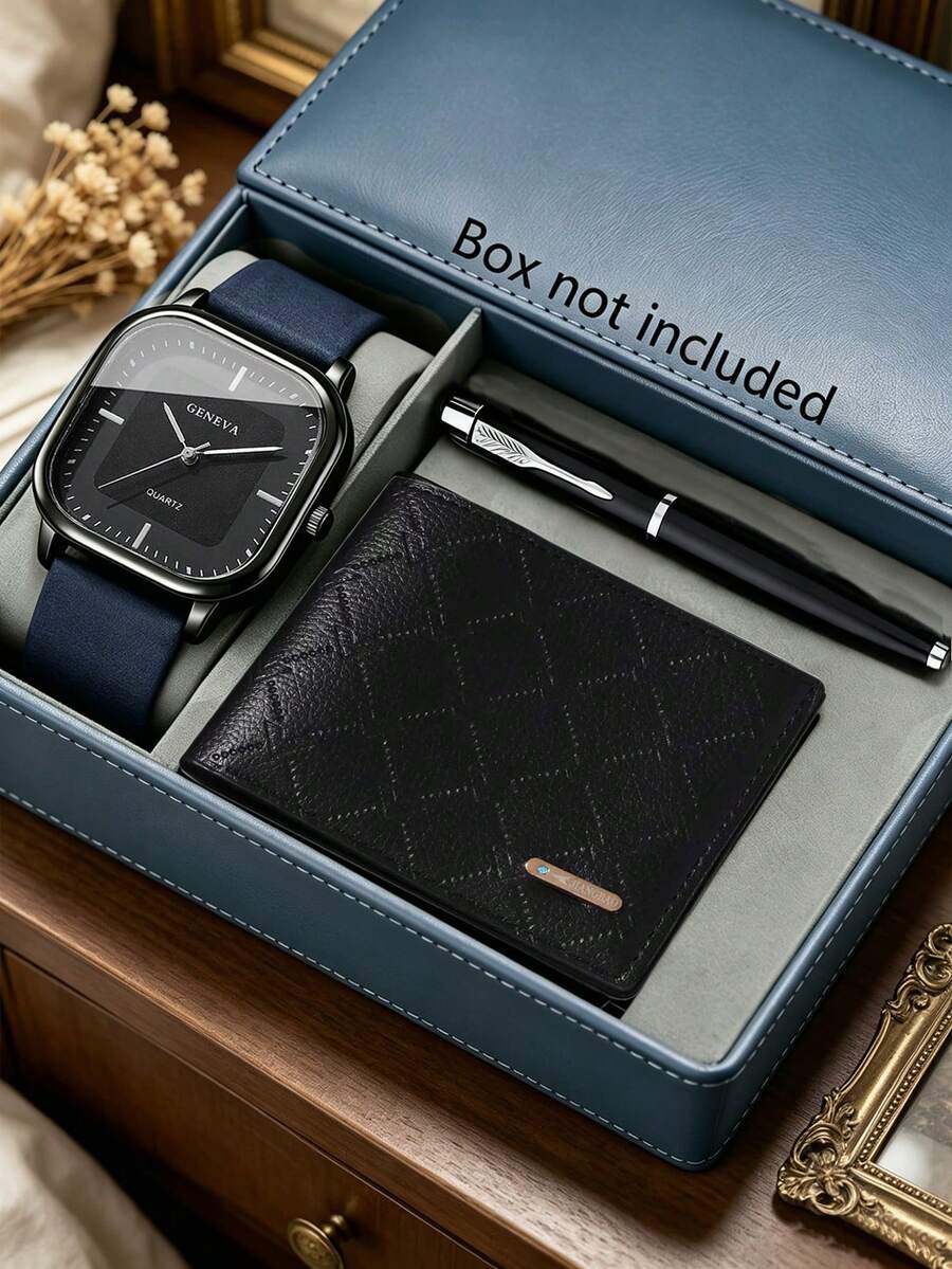 3-Piece Men's Gift Set: Watch, Wallet And Pen – Men's Business Gift - Blue - View 1