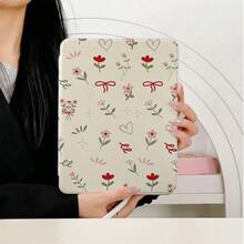 1pc Cream Base Ditsy Red Tiny Flower Bow Hollow Heart Minimal Tablet Case,Multi-Angle Magnetic Stand Cover With Auto Sleep/Wake Function,Compatible With IPad PRO/AIR, Compatible With SAMSUNG,Compatible With XIAOMI Pad 5/6/7,Compatible With Oppo Pad,Compatible With Huawei Matepad,Compatible With Vivo Pad,Compatible With Honor Pad,Compatible With Lenovo Xiaoxin Pad - Multicolor - View 2