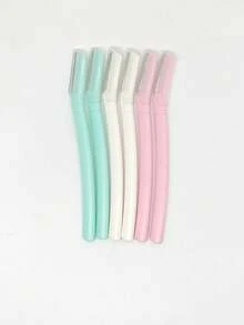 3/6/10pcs Curved Pastel Color Protective Cap Sharp Blade Precision Eyebrow Shaper Facial Hair Remover Non-Slip Handle Portable Multi-Color Gift Style Student Dorm Home Daily Makeup Grooming Accessory Back To School Skin-Friendly Affordable - Multicolor - View 14
