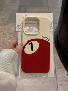1個白色幸運紅撞球簡約個性化TPU防震全包覆手機殼，適用於Apple 17 16 15 14 13 12 11 Pro Max Air 及系列 - 彩色 - 查看 3