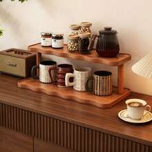 1 pieza Organizador de escritorio de madera vintage, estante de almacenamiento de cosméticos multicapa vintage, estante de almacenamiento multifuncional para el hogar, estante de especias de cocina, soporte para tazas/tazas, estante de almacenamiento abierto adecuado para lápiz labial, perfume, tazas de té/café, especias, estante de exhibición de encimera que ahorra espacio, juego de té, accesorios de escritorio de oficina, accesorios de escritorio, estante de almacenamiento de perfume, esencial para barra de café, estante de almacenamiento, esencial de cocina, decoración del hogar, decoración de cocina, estante de perfume, soporte para pasteles, estación de café, estante de especias, almacenamiento de cocina, estante de exhibición - Marrón - Ver 3