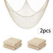 Party Fish Net Decoration - 100 * 200 Cm Fishing Net Decorative Net For Wall Photo Hanging Nautical Fishing Net Tablecloth Decoration Ocean Theme Birthday Party Rope Net - Beige - View 14