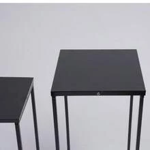 2Pcs Black Metal Plant Stand Set, Waterproof Rustproof Square Display Riser Shelves For Home Wedding Store Decor - Black - View 6