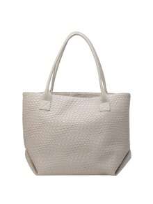 Fashionable Shoulder Tote Bag, Niche Design, Solid Color Shoulder Bag, Suitable For Daily Outings, Shopping, Work And Commuting - White - View 7