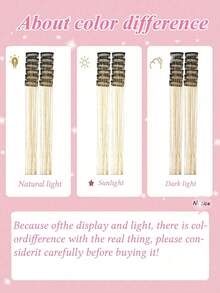 12pcs Glittery Metallic Hair Clips, Hair Extensions, Glitter Hairbands, Party Focus Exquisite Eye-Catching Gift, Beautiful Hair Accessories - Multicolor - View 7