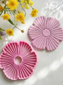 Daisy Flower Jewelry Tray Clay Mold, Polymer Clay Mold For Jewelry Storage Dish, DIY Rustic Home Decor Handmade Material - Pink - View 3
