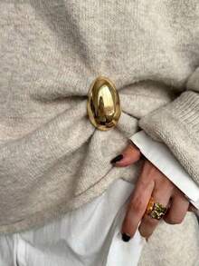 1pc Women's Minimalist Metallic Luster Brooch, Suitable For Waist Decoration On Dresses And Coats, Fashionable High-End Accessory - Gold - View 3
