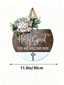 Farmhouse Style Christian Door Sign, "Welcome" Wreath, Joshua 24:15 Scripture Plaque, Christian Front Door Decor With Bible Verse, Artificial Wood Indoor/Outdoor Wall Hanging Sign, Durable Religious Home Decor, Porch Decor, Durable Outdoor Signage, Garden Decor - Multicolor 2 - View 4