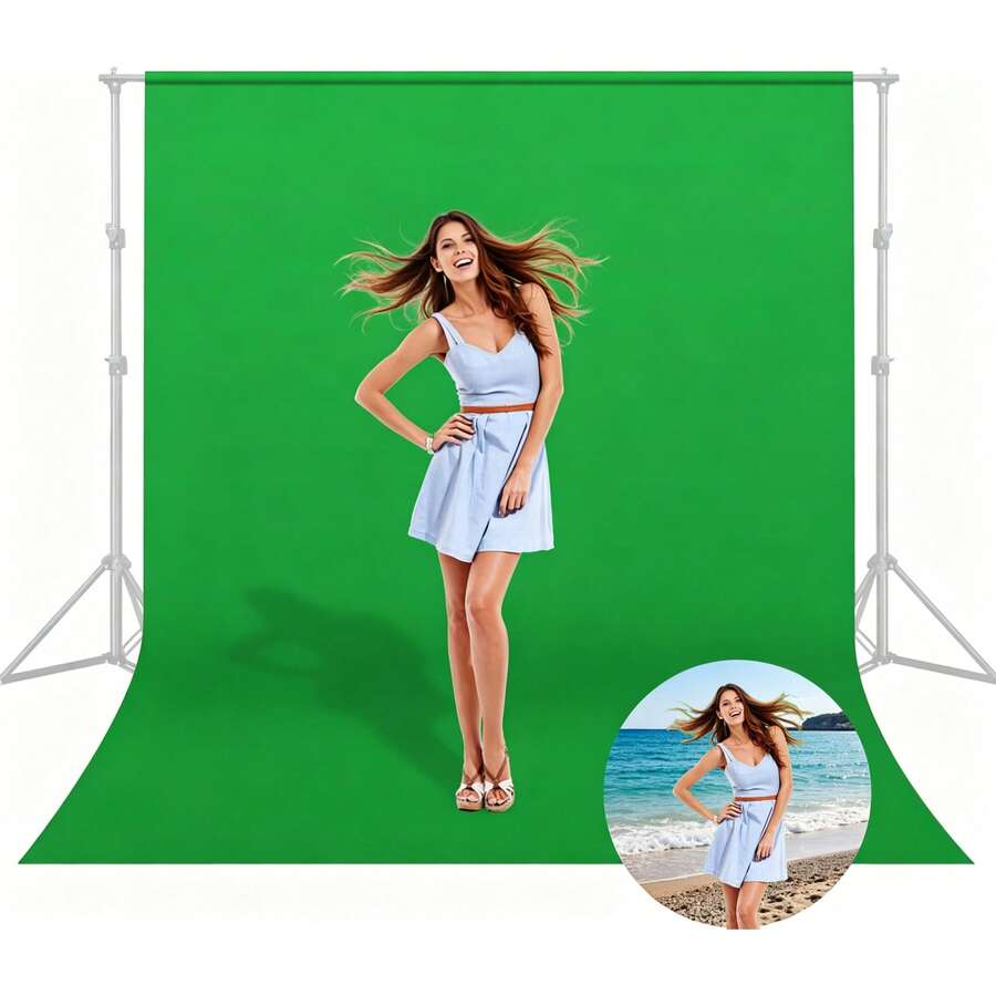 FCV 5 X 6.5ft / 1.5 X 2.0m PRO Photography Studio Foldable Backdrop, Suitable For Photography, Video And TV (Background Only) - Green - Green - View 1