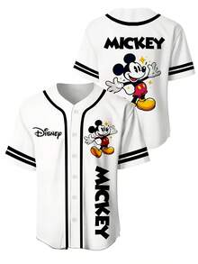 Casual Style Disney Baseball Jersey Mickey Mouse Print Summer Wear - 彩色 - 查看 1