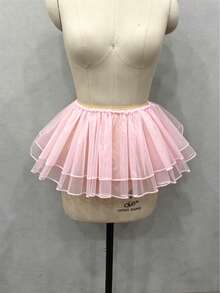 1 pieza Falda cubierta de tul de cristal para mujer, chal multifuncional, negro blanco rojo azul lago rosa champán, doble capa de tul de cristal, cubierta de cadera, envoltura de cintura de malla, Lolita, ligeramente abullonada, falda corta de enagua, falda de cosplay, falda decorativa, tutú, falda de cuello falso, falda de enagua, falda de princesa, enagua corta sin aros - Multicolor - Ver 10