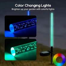 2pcs Solar Reed Lamp Bubble Stick RGB Color Acrylic, Outdoor Courtyard Park Landscape Point Lawn Plug In Landscape Lamp, Garden Lights For Yard, Easy Installation - Solar Crystal Rod - View 7