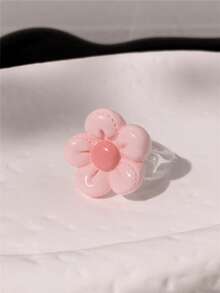 1/3件甜美可愛女款戒指，花朵、亮片愛心、蝴蝶結設計，經典波點元素，LOVE字母，適合日常佩戴，清新度假風女飾 - 粉色 - 查看 7