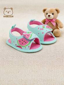 RABEISIR Sandalias para caminar de bebé, zapatos con diseño de pez y sandía de fondo suave, transpirables y antideslizantes, adecuados para uso diario y vacaciones, primavera y verano - Azul Cadete - Ver 4